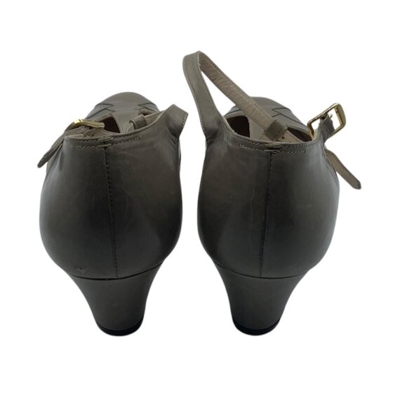 Vtg Salvatore Ferragamo Women Taupe Leather T-Strap Heels Size 8.5 AAAA - Picture 5 of 9